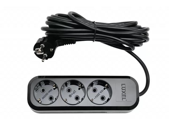 Удлинитель сетевой Luxel 3 гнезда с заземляющим контактом 5 м Черный (7535) - фото 3 Удлинитель сетевой Luxel 3 гнезда с заземляющим контактом 5 м Черный (7535) - фото 3