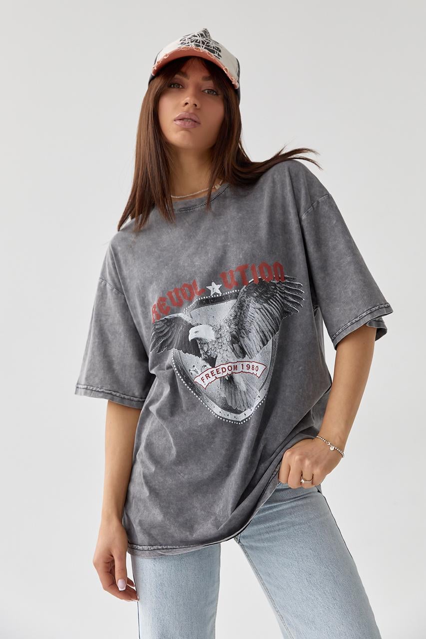 Футболка oversize "Revolution freedom" L Темно-серый (10347657)