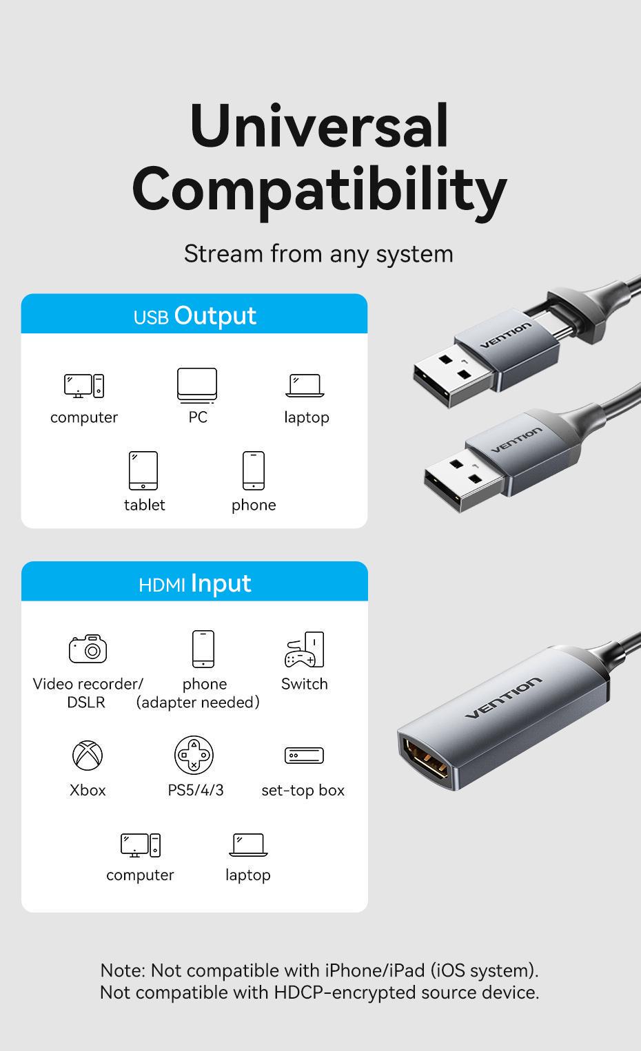Карта видеозахвата Vention Type-C/USB-HDMI 1080p 60Гц режимы Черный (ACWHA) - фото 10 Карта видеозахвата Vention Type-C/USB-HDMI 1080p 60Гц режимы Черный (ACWHA) - фото 10