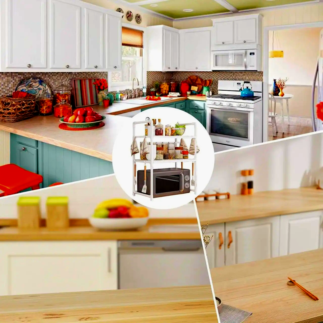 Полиця кухонна для мікрохвильовки Kitchen Racks 54x75x31 см Білий (28926846) - фото 12 Полиця кухонна для мікрохвильовки Kitchen Racks 54x75x31 см Білий (28926846) - фото 12