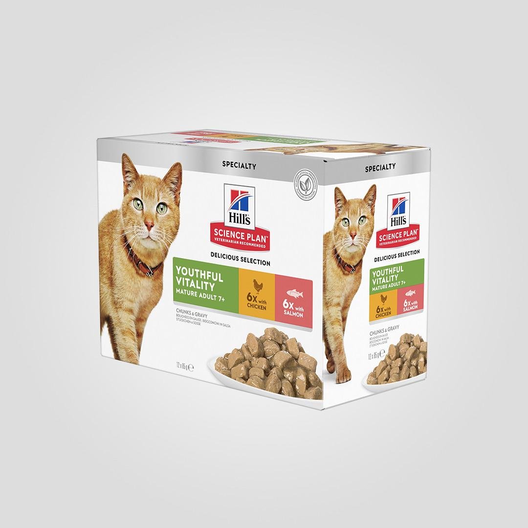 Корм вологий Hill's SP Mature 7+ Senior Vitality для зрілих кішок від 7 років пауч 85 г 12 шт. (20502404)