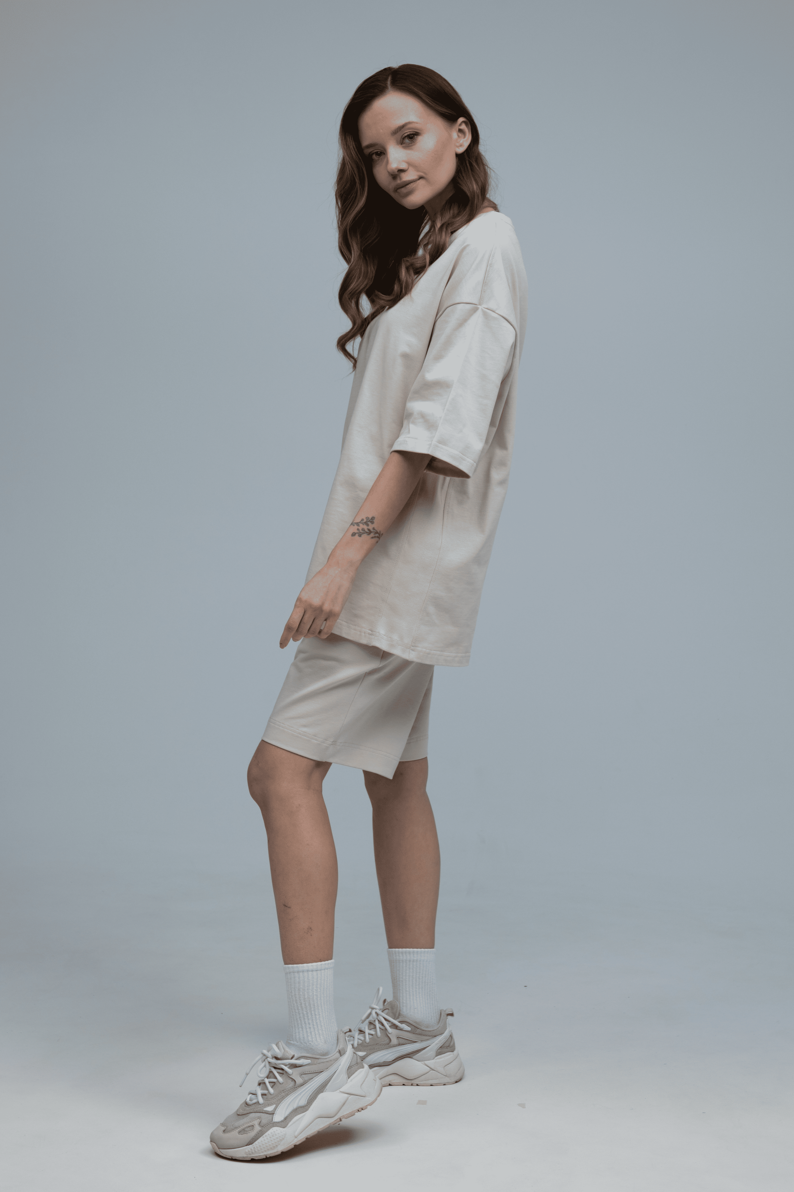 Костюм футболка и шорты Ray Basic женский оверсайз XL Бежевый (U1801W-Cream)