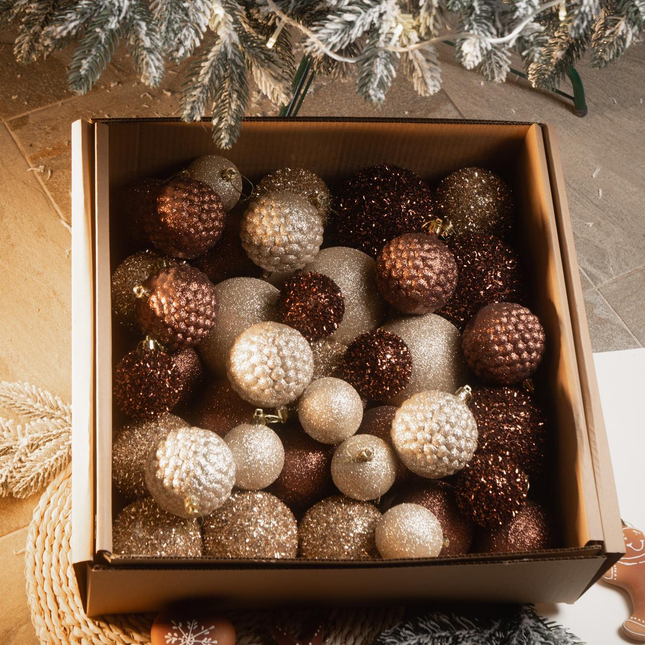 Набор шаров новогодних Блеск 40 шт. Коричневой (Блиск корич.) - фото 2