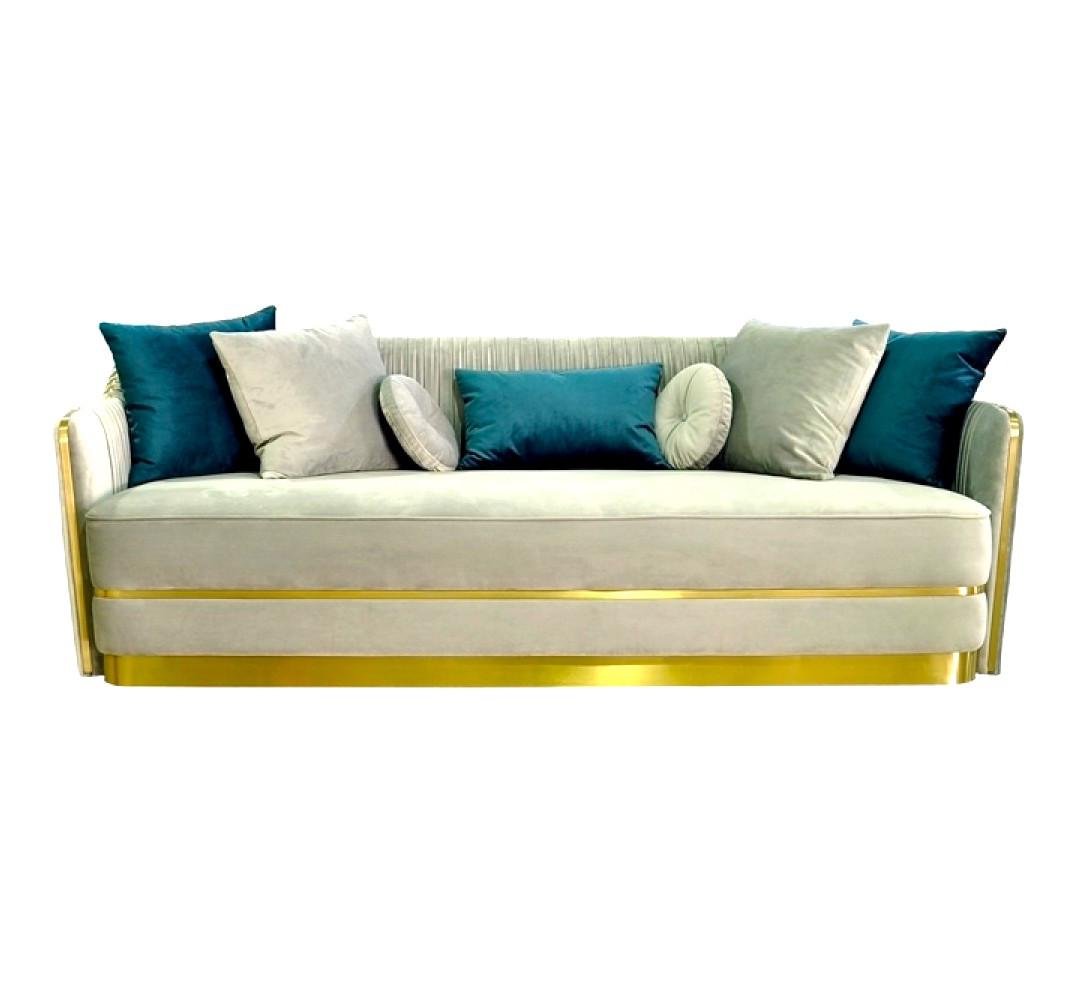 Диван прямой MeBelle SHELLIE велюровый пятиместный 2,3 м Бежевый/Молочный (D_006) - фото 2 Диван прямой MeBelle SHELLIE велюровый пятиместный 2,3 м Бежевый/Молочный (D_006) - фото 2