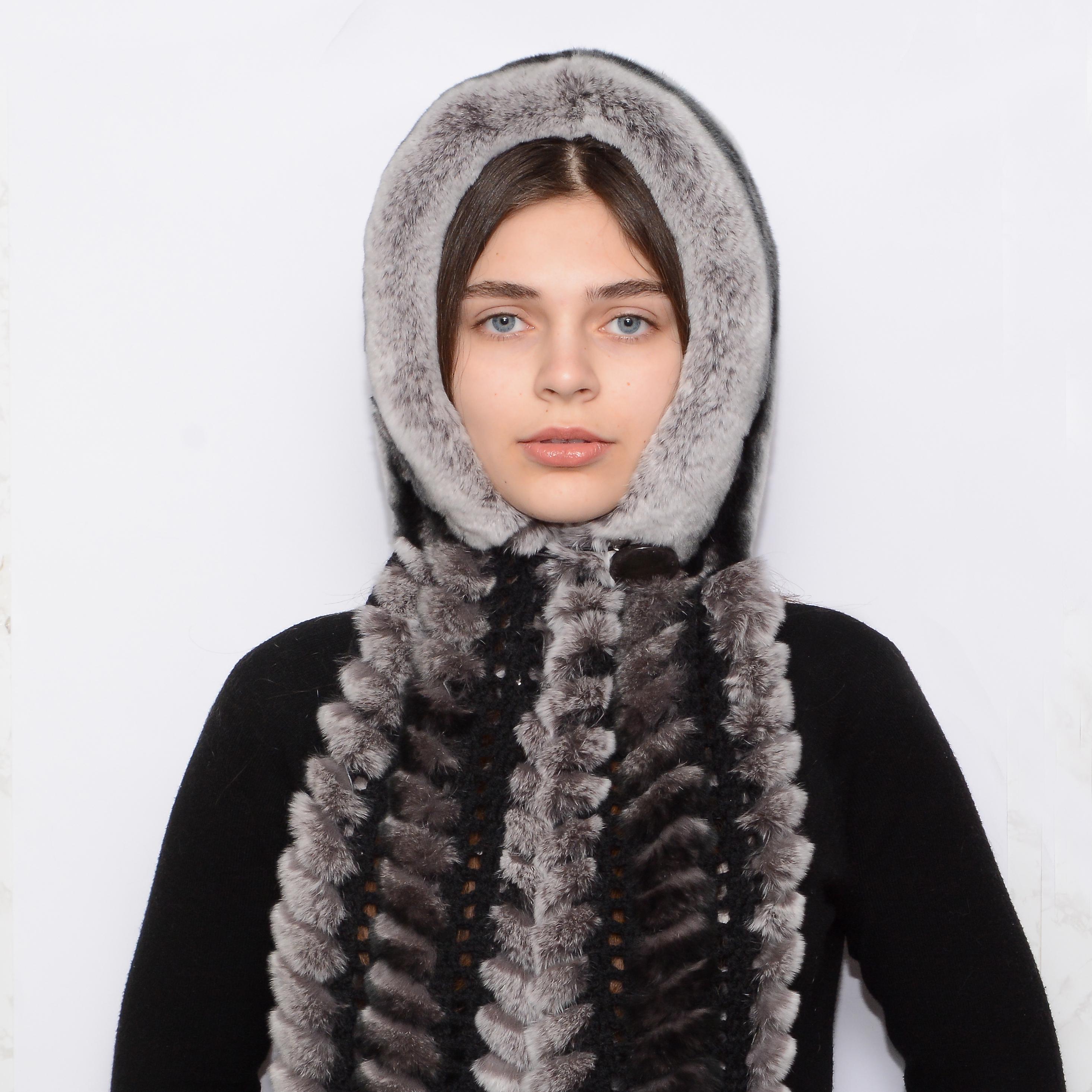 Жіночий капюшон Меховой стиль Капюшон з вушками із натурального хутра кролика One size Шиншил (301) Жіночий капюшон Меховой стиль Капюшон з вушками із натурального хутра кролика One size Шиншил (301)