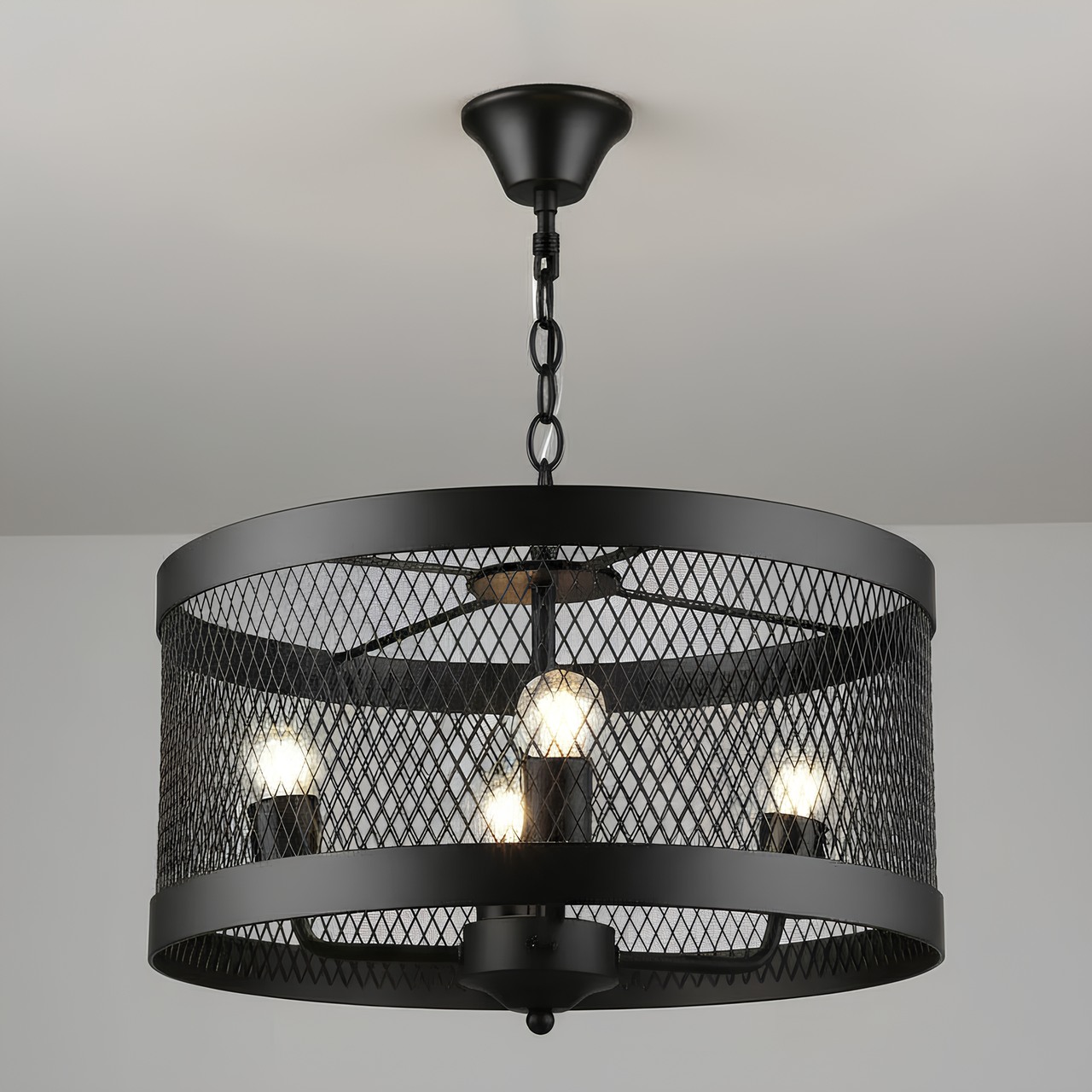 Люстра Sirius с металлическим корпусом круглой формы под четыре лампы Е27 Черный (B S2459/4 BK)