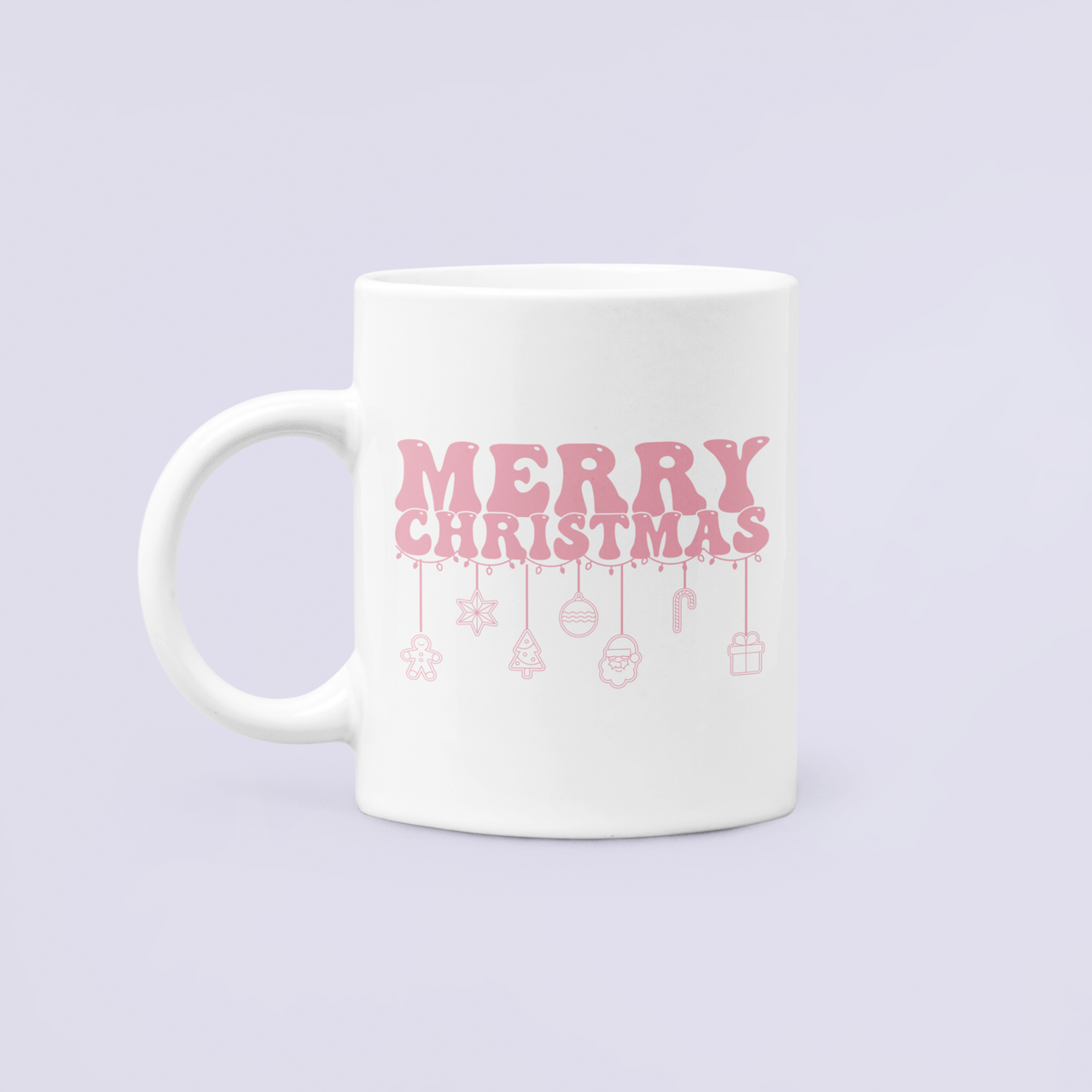 Чашка керамічна з принтом "Merry Christmas" Рожеві мрії 330 мл Білий