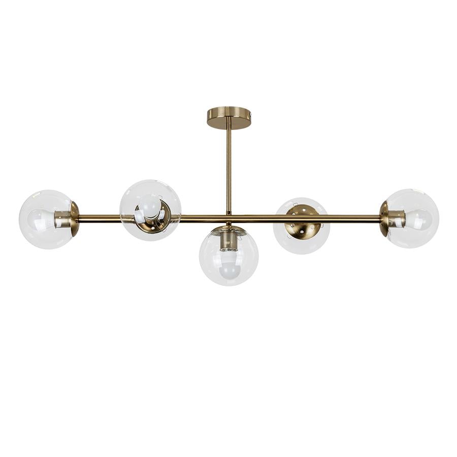 Люстра металлическая Levistella 7529906-5 BRZ/CL с 5 стеклянными плафонами под лампы Е27 (106-16-LVS4733)