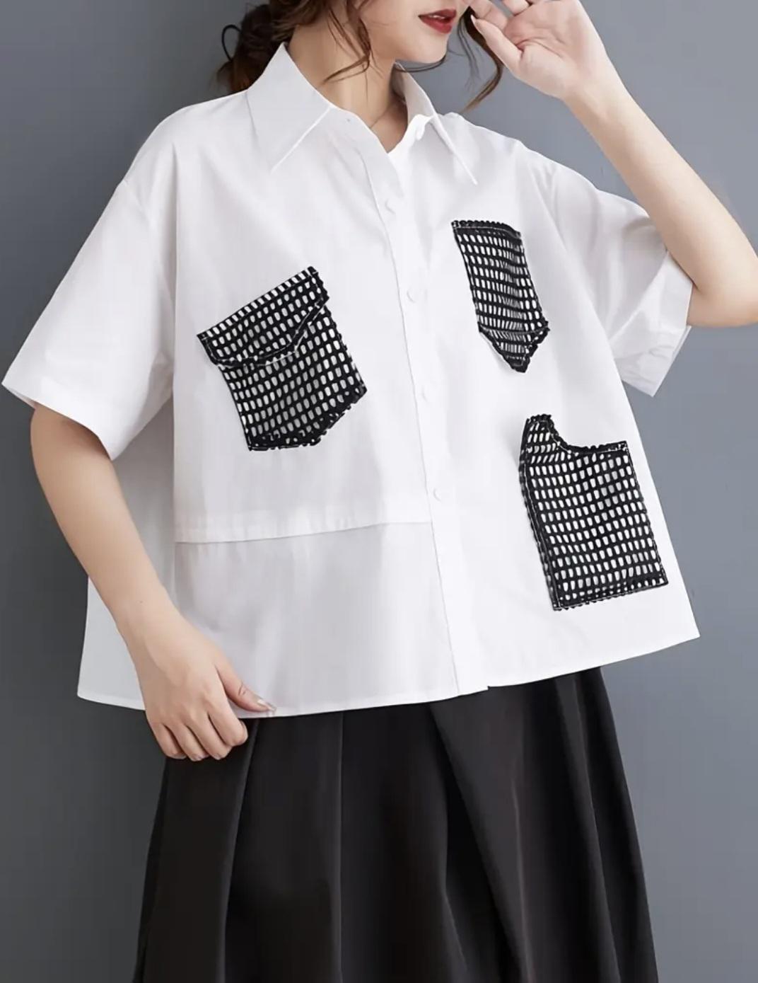 Сорочка жіноча біла з декоративними кишенями ХL Білий (00225)