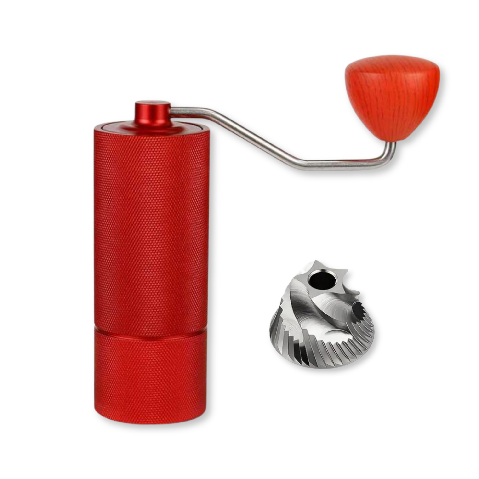 Кофемолка ручная с регулировкой помола металлическая жернова Красный (7022)