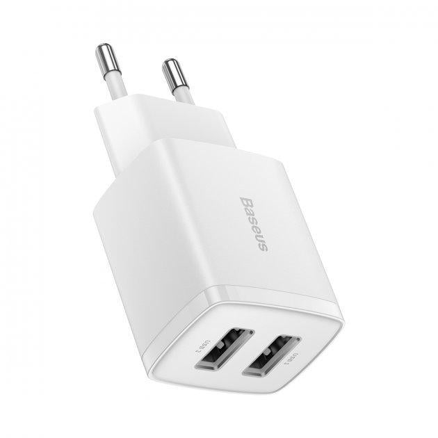 Пристрій зарядний мережевий Baseus Compact Charger 2 Usb EU CCXJ010202 10,5 W White