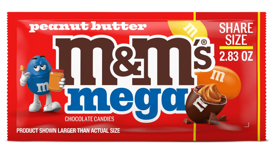 Драже M&M's Mega Peanut Butter Chocolate Candy 80,2 г (2817993208)
