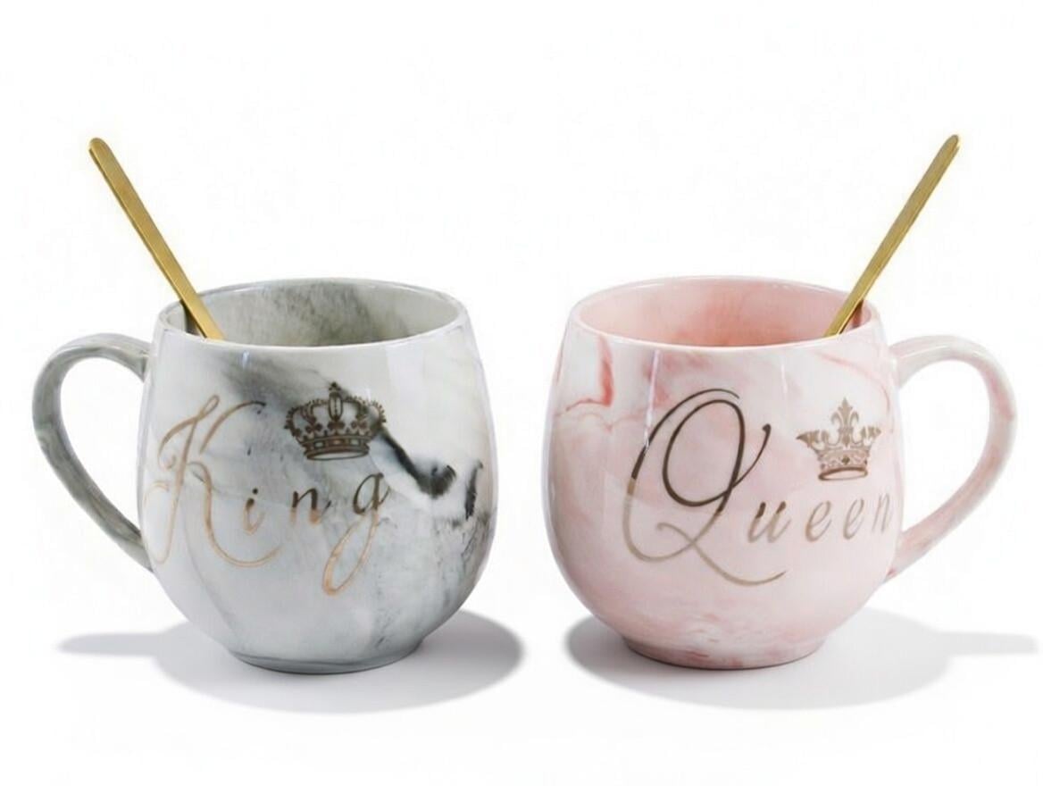 Набор чашек с ложками фарфоровых в подарочной упаковке 350 мл 2 шт. (206)