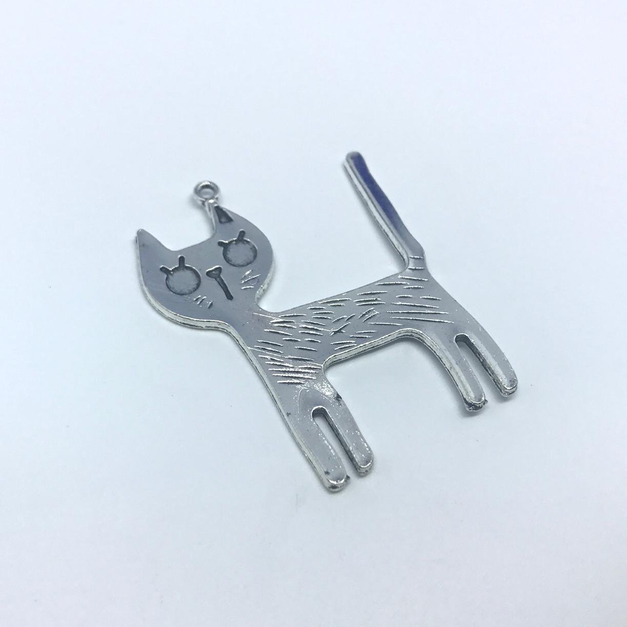 Подвеска-заготовка металлическая фигурная Кошка 4,6х3,7 см Серебристый (555085100)