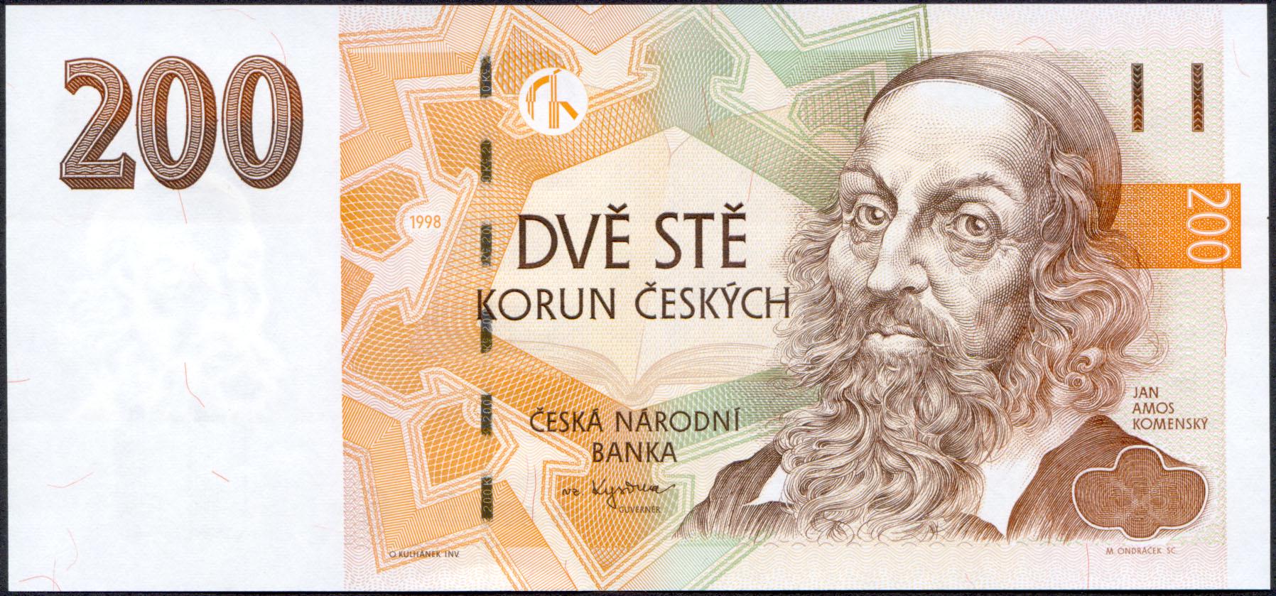 Коллекционная банкнота Чехия 1998 200 крон P19 UNC