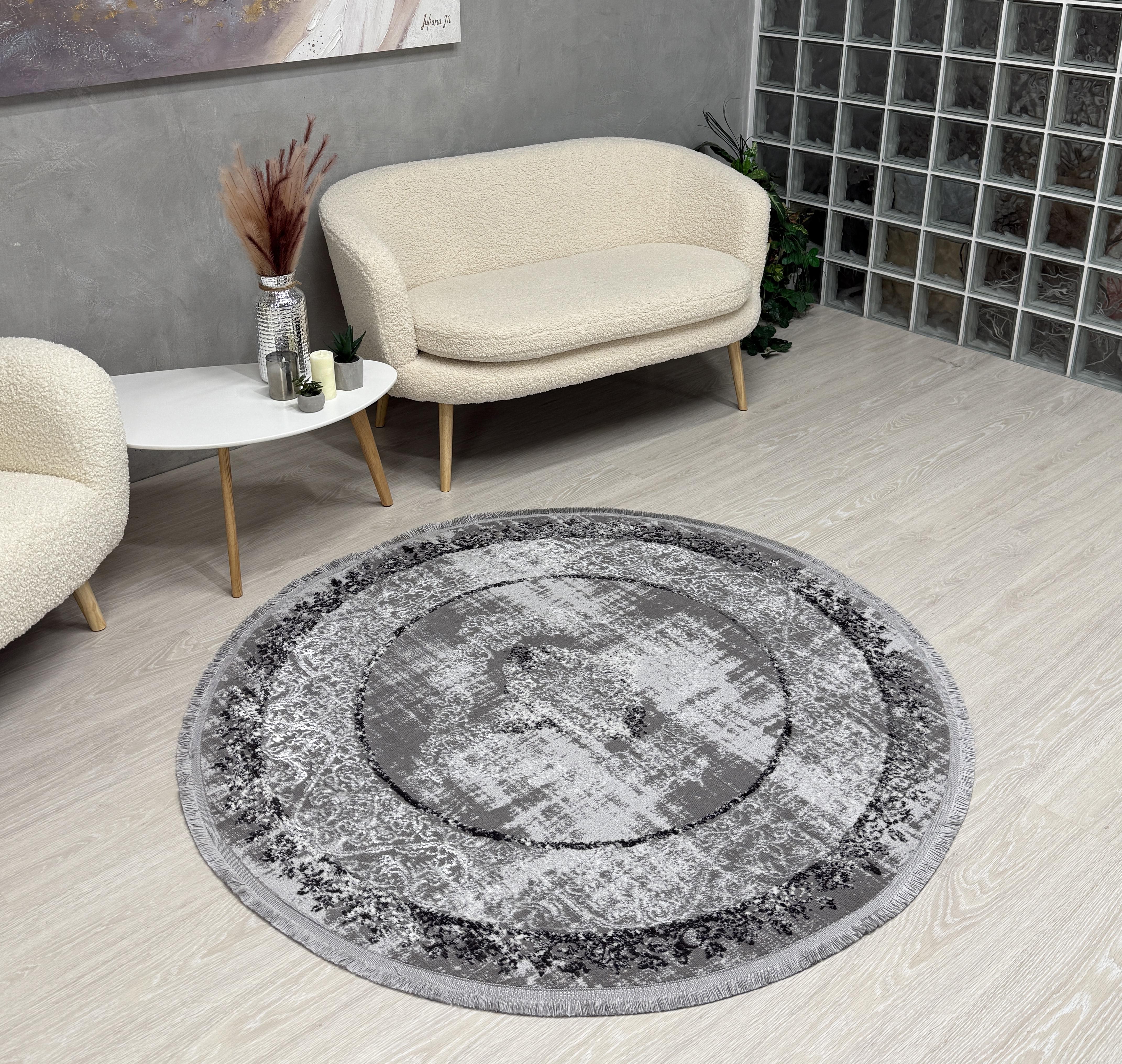 Ковер Mars с невысоким ворсом 200x200 см круг Серый (B251BKG/AGS13) - фото 2 Ковер Mars с невысоким ворсом 200x200 см круг Серый (B251BKG/AGS13) - фото 2