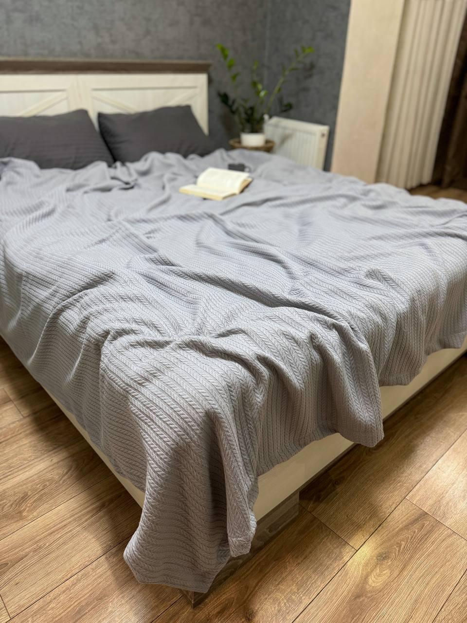 Покривало на ліжко бавовняне полуторне Сірий (ВЕ2201В-02) - фото 5 Покривало на ліжко бавовняне полуторне Сірий (ВЕ2201В-02) - фото 5