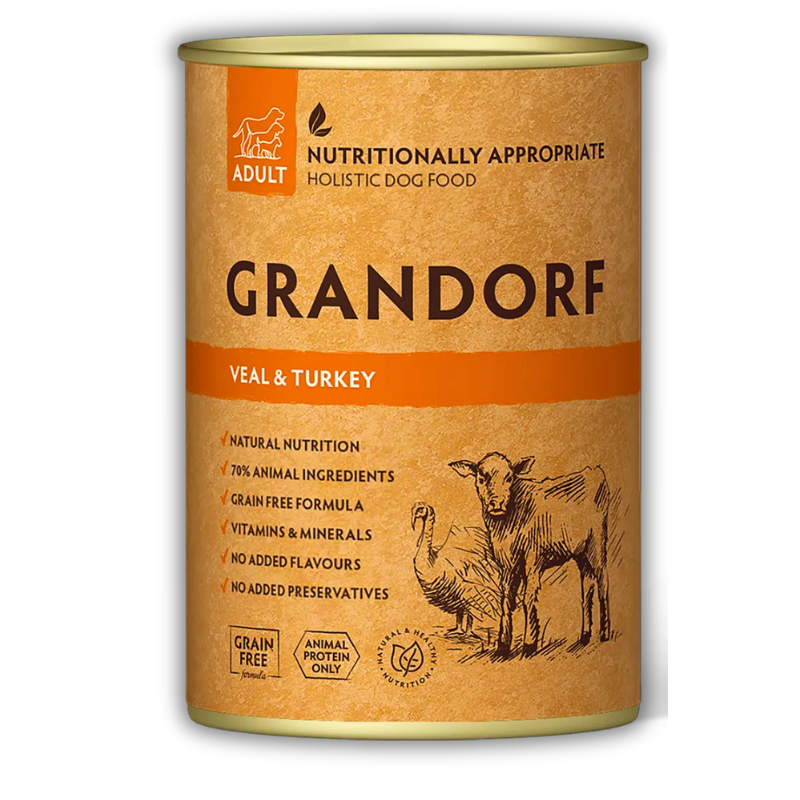 Корм влажный для собак Grandorf Телятина и индейка для взрослых собак всех пород 400 г (GDW99405) Корм влажный для собак Grandorf Телятина и индейка для взрослых собак всех пород 400 г (GDW99405)