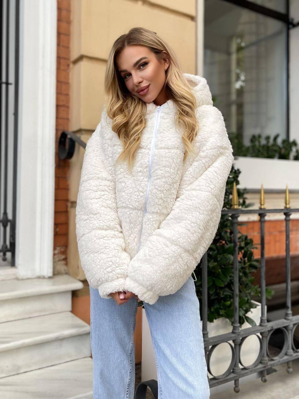 Куртка жіноча демісезонна Тедді хутряна XL-3XL Білий (OV-7144BI-XL-3XL) - фото 3