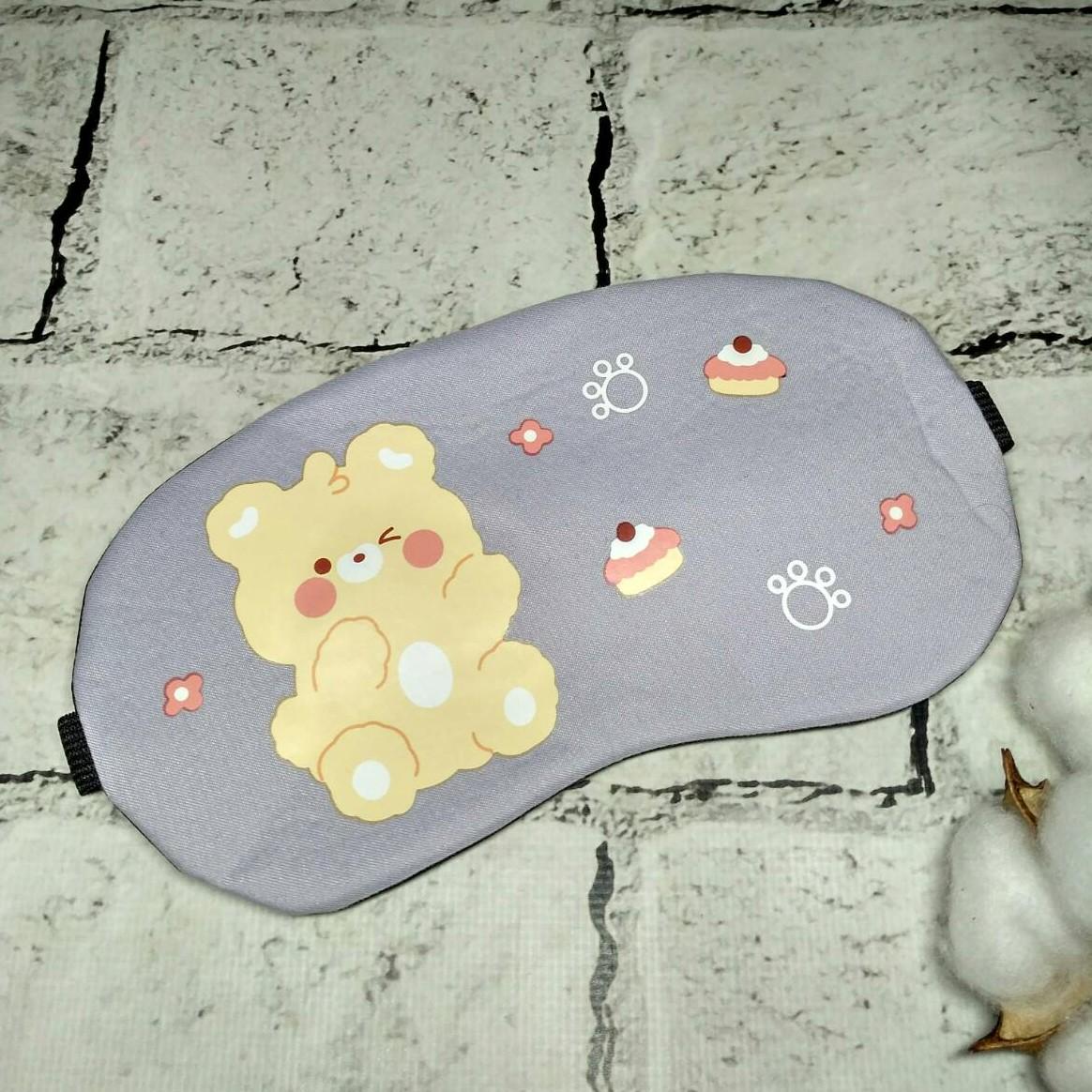 Маска для сну Ведмедик 19х9 см Сірий (20247-2) - фото 1
