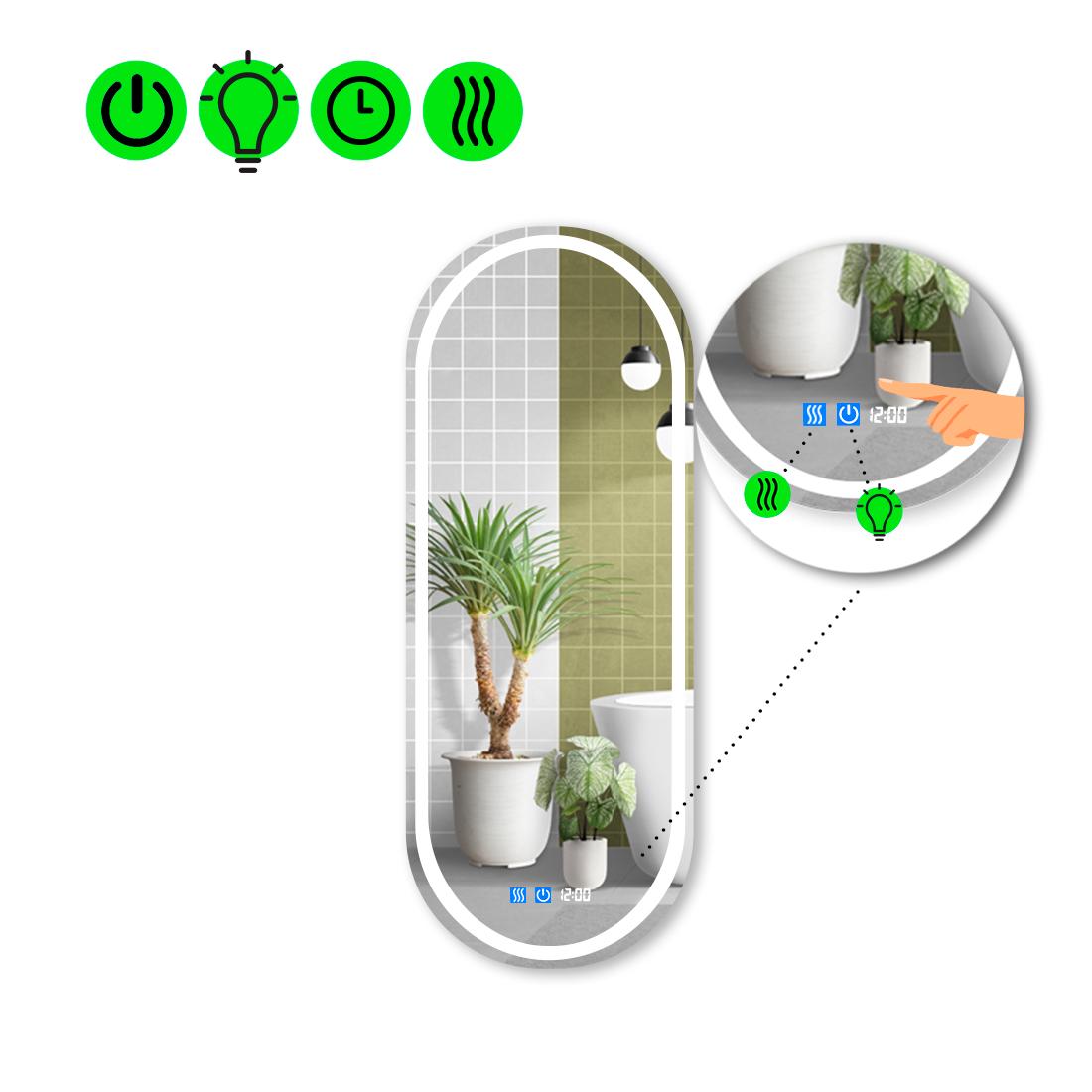 Зеркало с LED подсветкой Portale 1 с двумя сенсорами 140x55 см