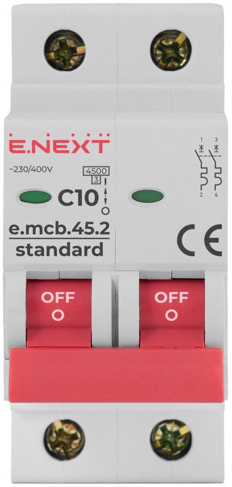 Автоматичний вимикач E.NEXT e.mcb.stand.45.2.C10 2р 10А 4,5кА C (s002016) - фото 2