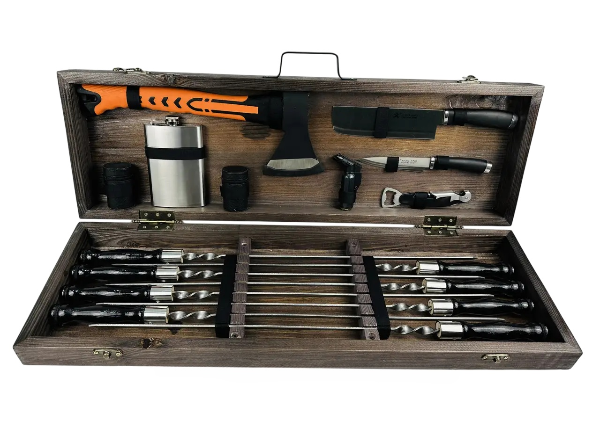 Набор шампуров подарочный Турист в деревянном кейсе на 20 предметов (106-10-KS-7621)