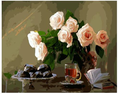 Картина по номерам Brushme "Бежевые розы на столе" (GX25827)