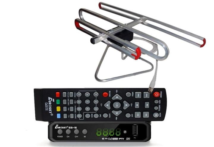 Тюнер с функциями медиаплеера и IPTV/WebTV Eurosky ES-16+/антенна комнатная улучшенная