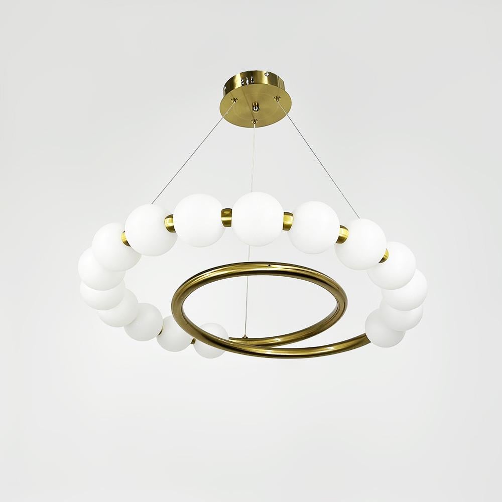 Люстра подвесная с белыми шариками Ø 60 см Латунь (F603-600 AB)