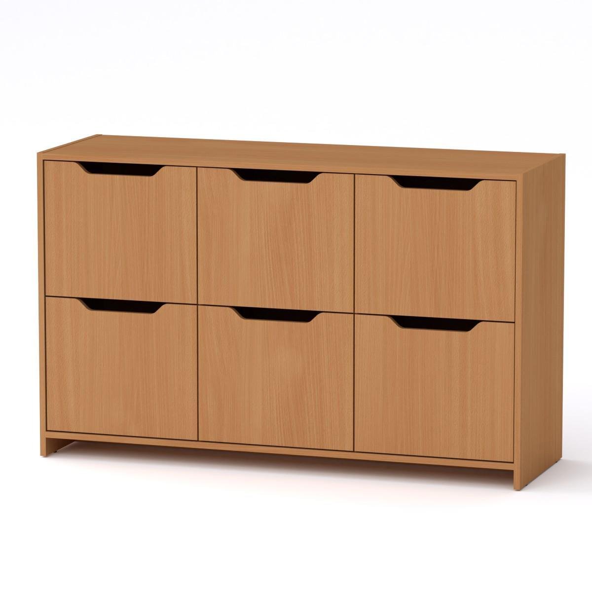 Комод з дверцятами МебліКо 6Д 130х42х80 см Бук (k-1702-4) - фото 1