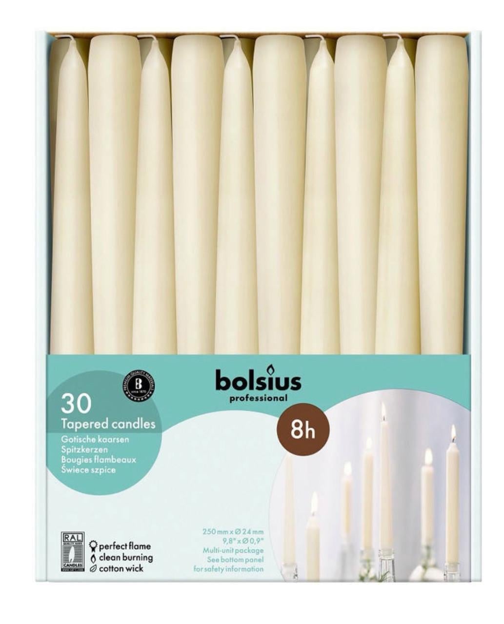 Свеча конусная Bolsius 245/24 30 шт. Айвори (2979570859)