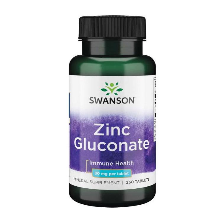 Мікроелемент Цинк Swanson Zinc Gluconate 30 мг 250 Tabs