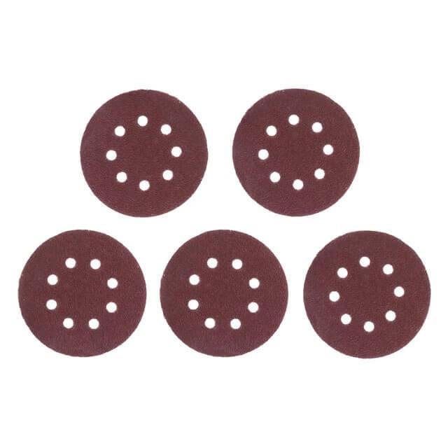 Круг наждаковий Intertool самоклеючий з отворами папір клас С 125 мм густина 140 г/м2 К36 5 од. (BT-0582)