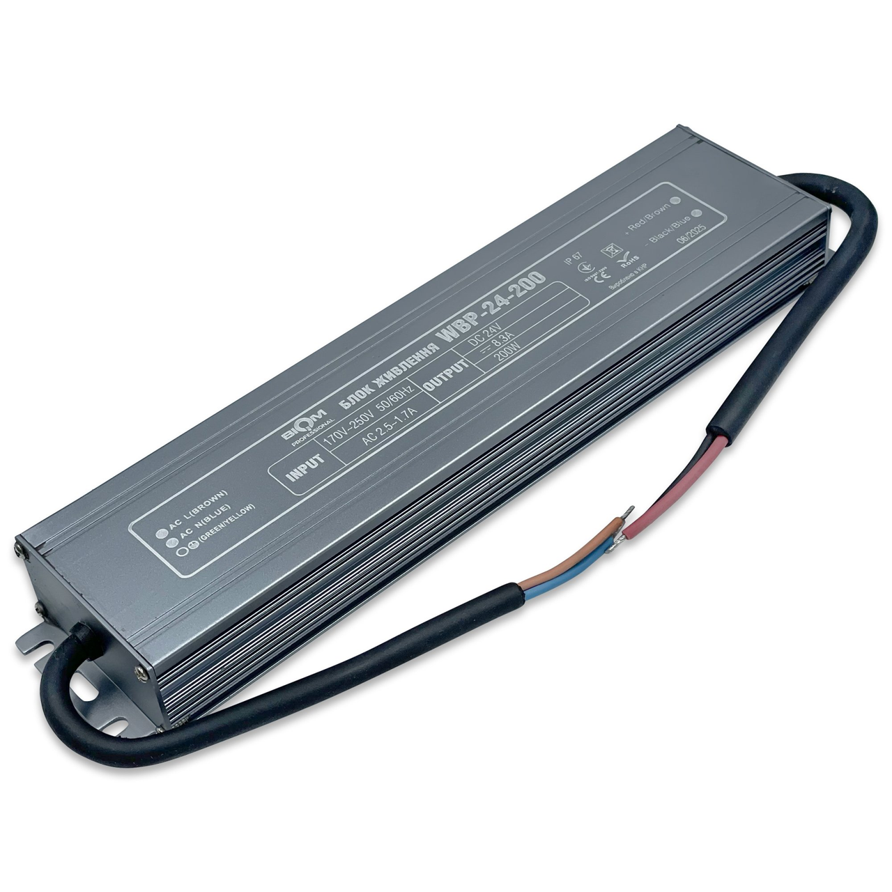 Блок живлення для ламп Biom WBP-24-200 Professional 200W 24V 8,3A IP67 (2822493594)