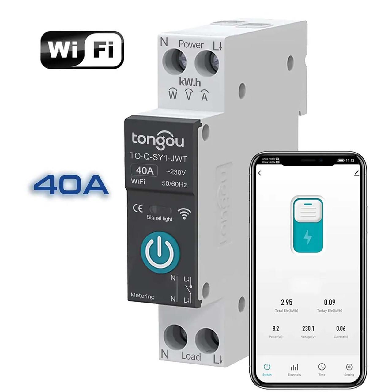 Розумний вимикач TO-Q-SY1-JWT 40А Wi-Fi однофазний і лічильник кВт/год (id_101025) - фото 2 Розумний вимикач TO-Q-SY1-JWT 40А Wi-Fi однофазний і лічильник кВт/год (id_101025) - фото 2
