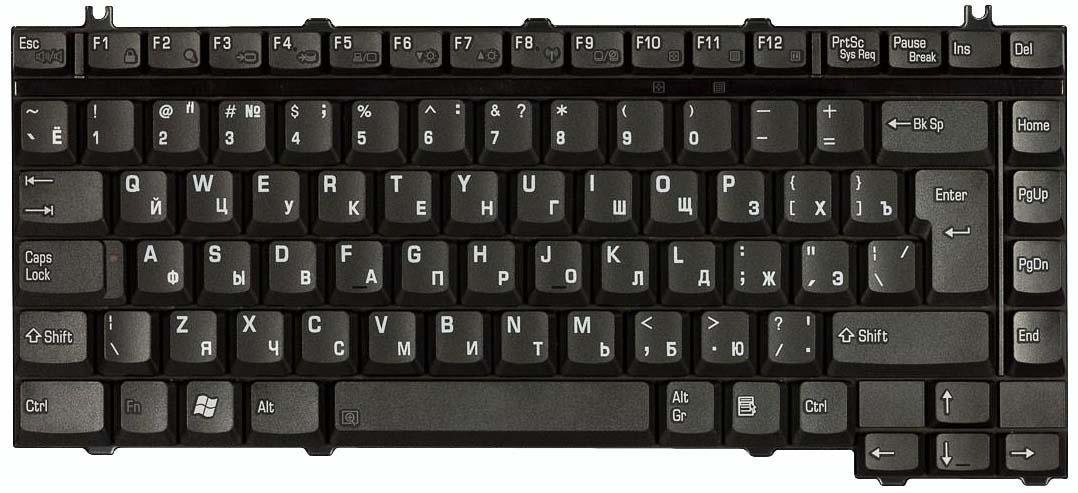 Клавиатура для ноутбука Toshiba Satellite A100 вертикальный Enter Black