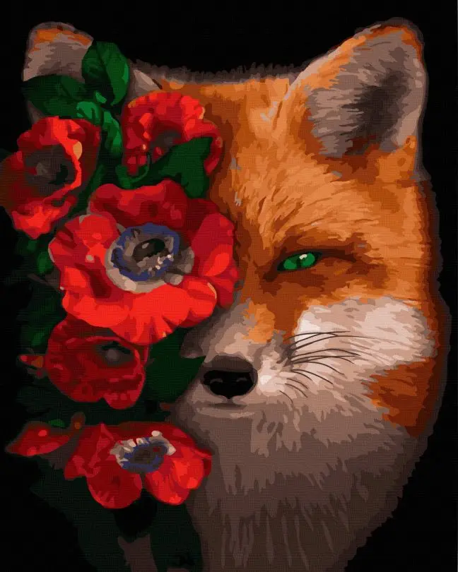Картина по номерам Brushme Лиса и цветы 40x50 см (BK-GX44278)