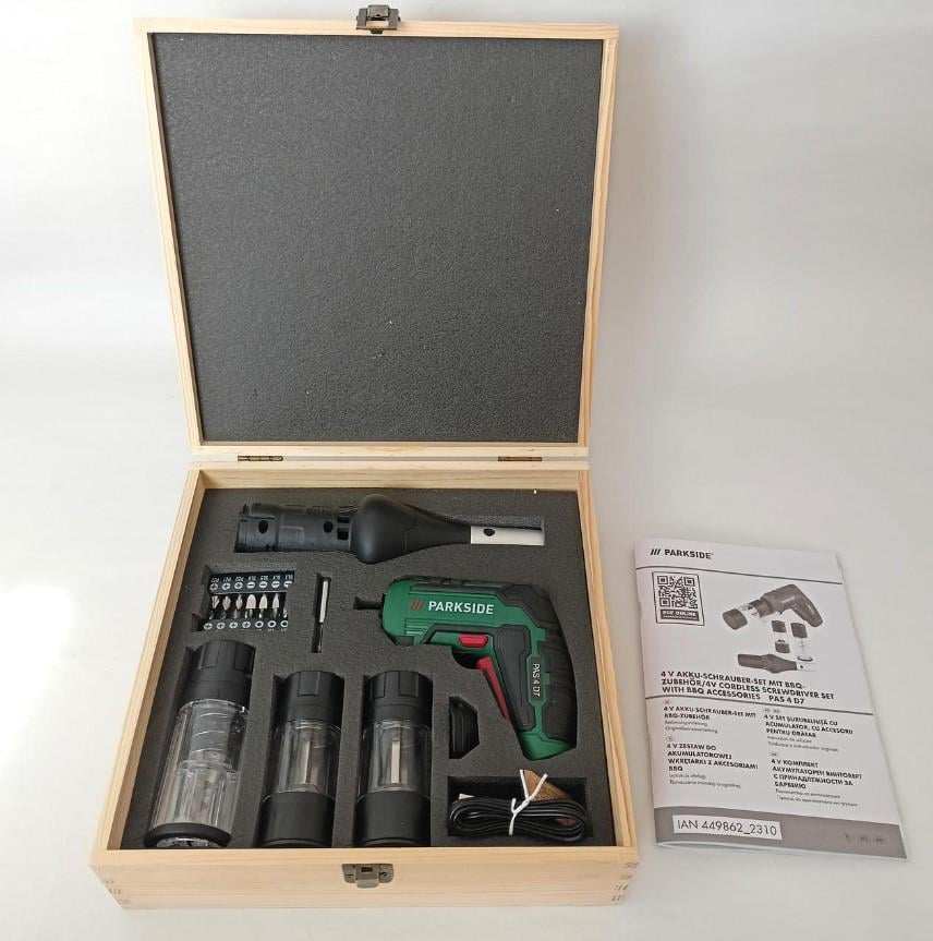 Шуруповерт PARKSIDE PAS 4 D7 с 4 насадками для гриля 4V 10Nm (23758772) - фото 4