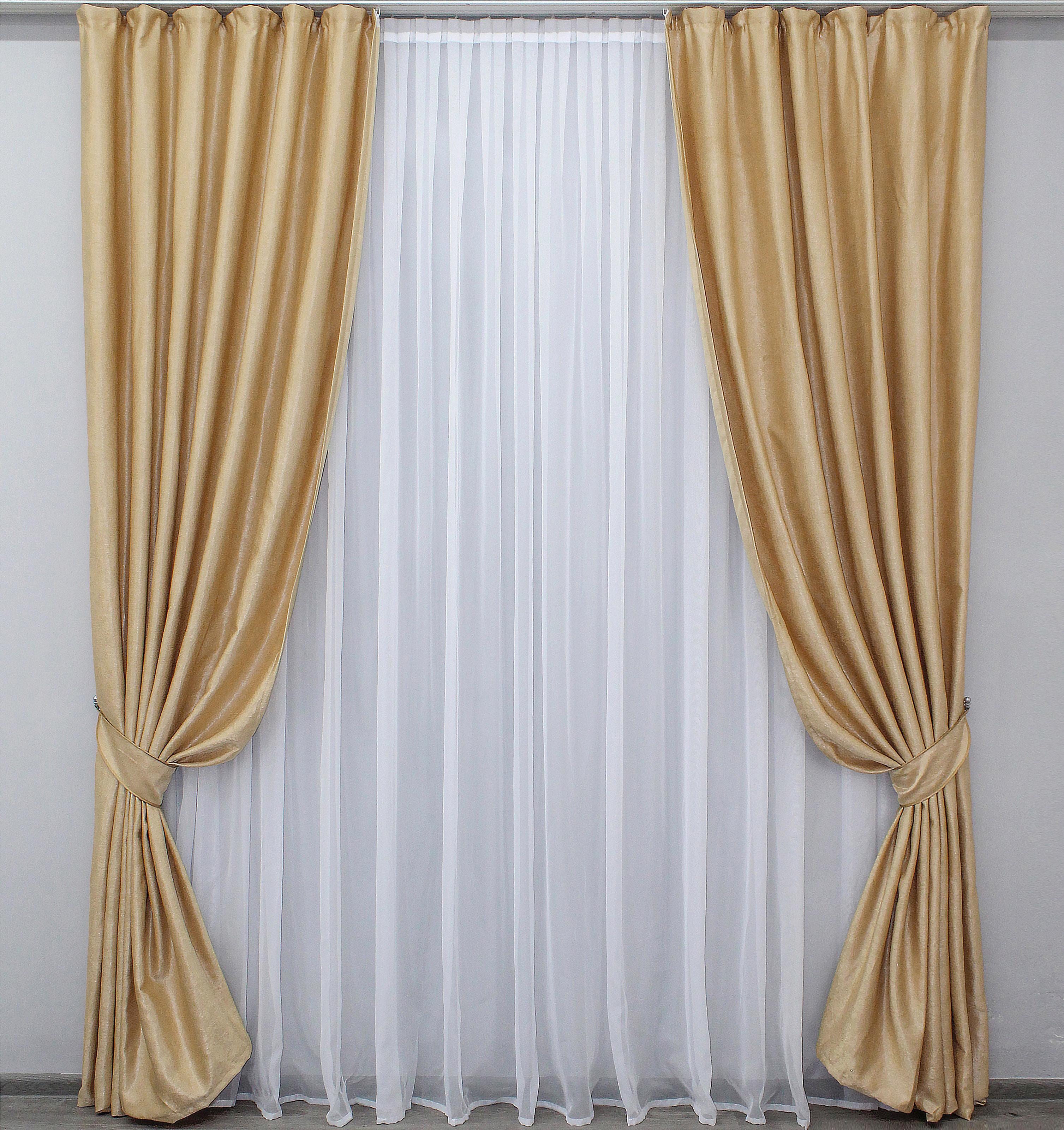 Комплект штор VR-Textil Парма № 1089ш лен 150х270 см 2 шт. Золотистый (30-907)