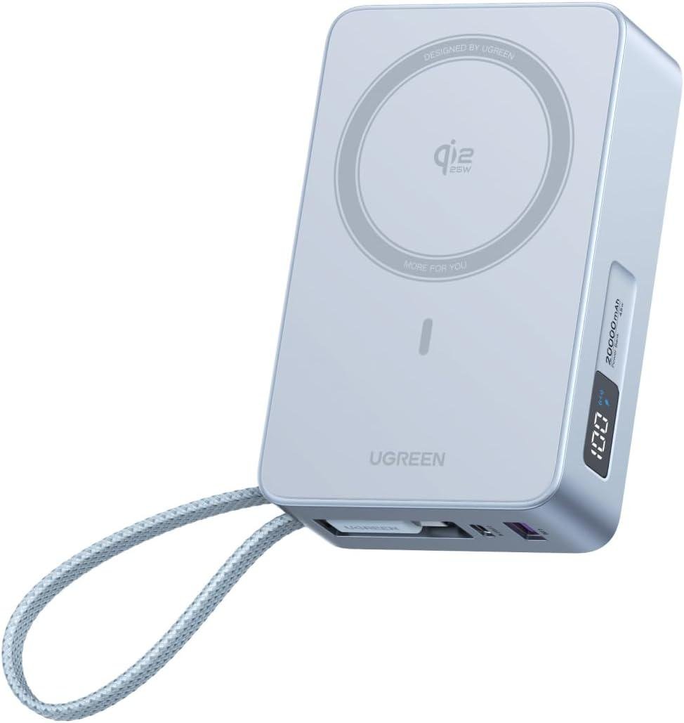 Аккумулятор магнитный внешний UGREEN PB775 MagFlow 20000 мАч для MagSafe для iPhone 17 Pro Max/16/15/14 Silver (65959)