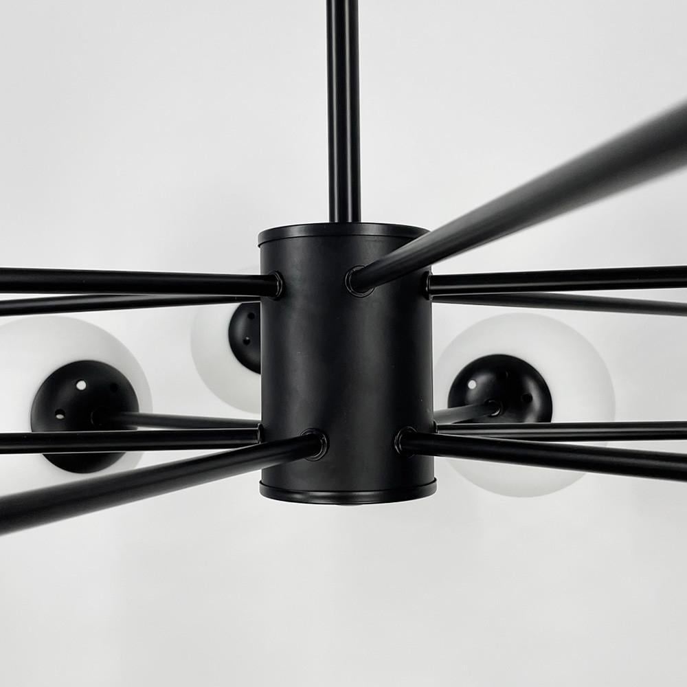 Люстра мінімалістична на 12 білих матових плафонів Чорний (CD 111/12 BK) - фото 3 Люстра мінімалістична на 12 білих матових плафонів Чорний (CD 111/12 BK) - фото 3