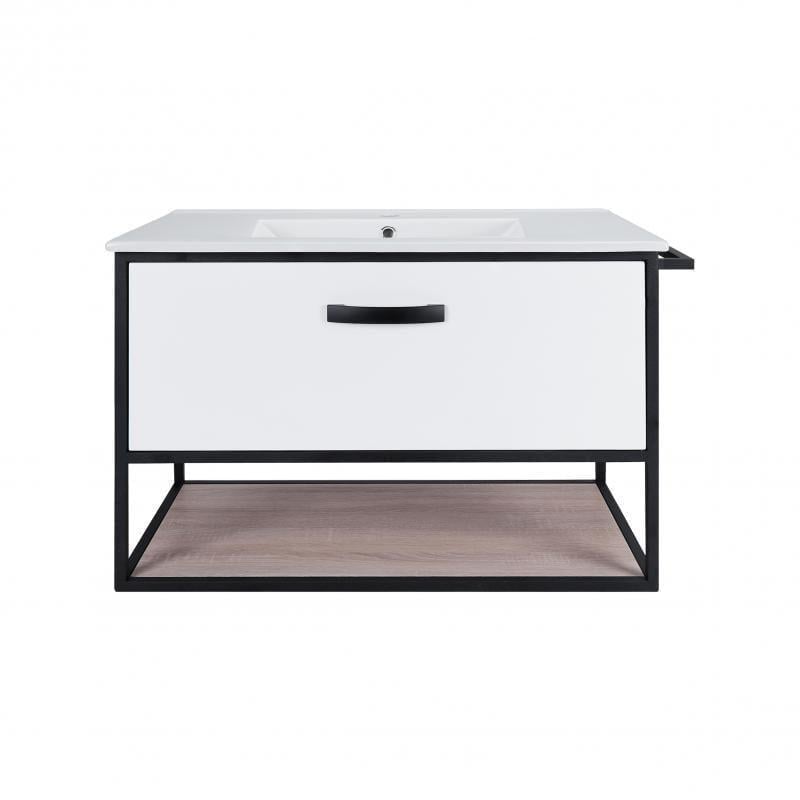 Комплект тумба подвесная и раковина врезная Q-tap Taurus 800х580х437 White/Whitish oak (QT2472TPT803WWO)
