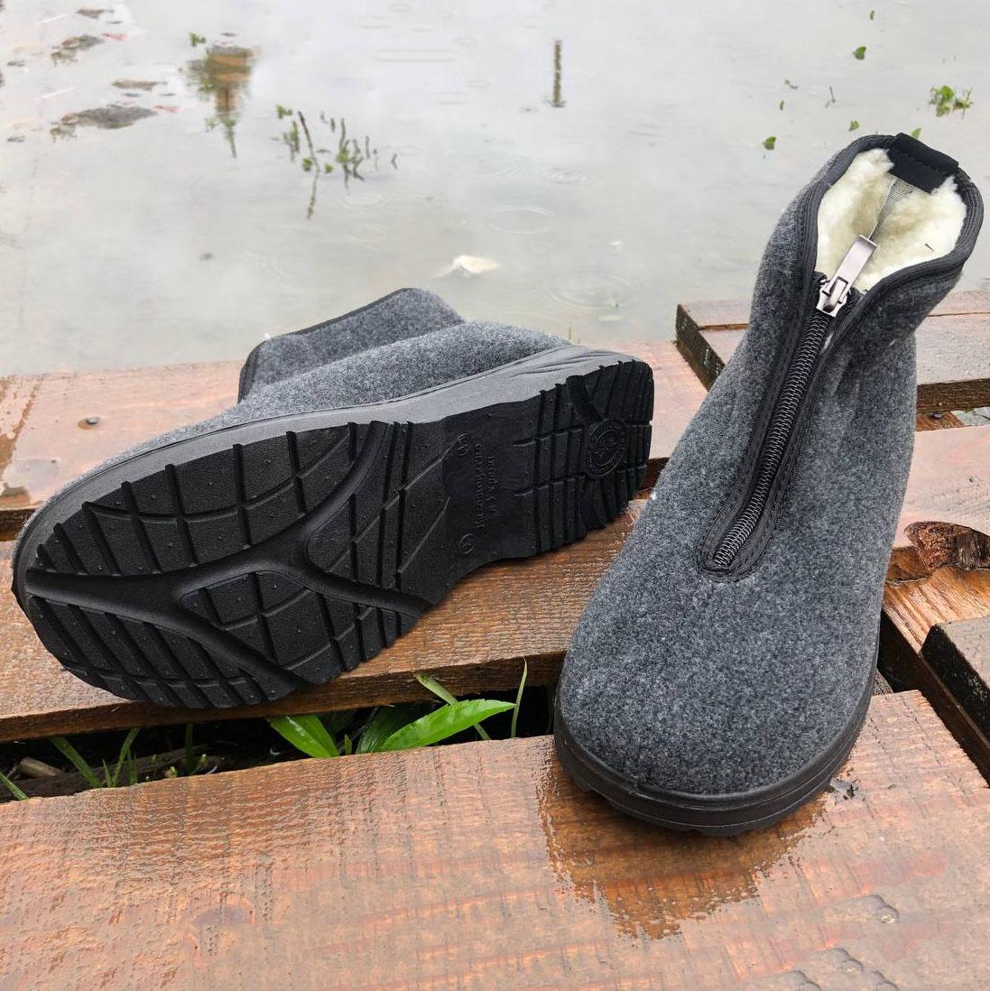 Ботинки мужские утепленные на застежке р.41 Серый - фото 17