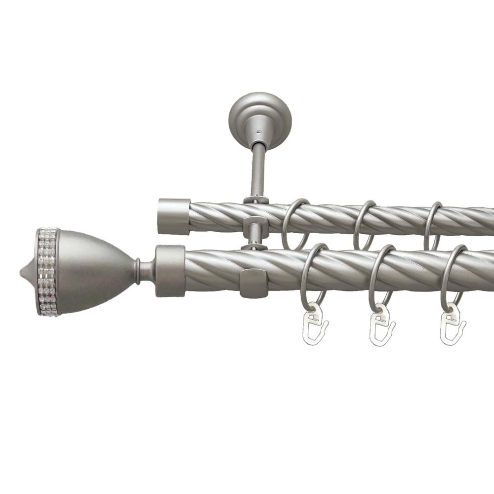 Карниз Orvit Етернія металевий дворядний відкритий скручена труба кільце металеве 25/19 мм 240 см Сатин (00-00023662)