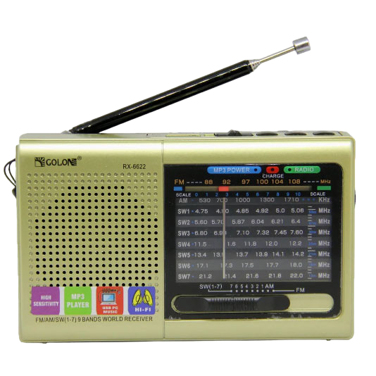 Радиоприемник Golon RX-6622 с ремешком Золотистый (9614505)