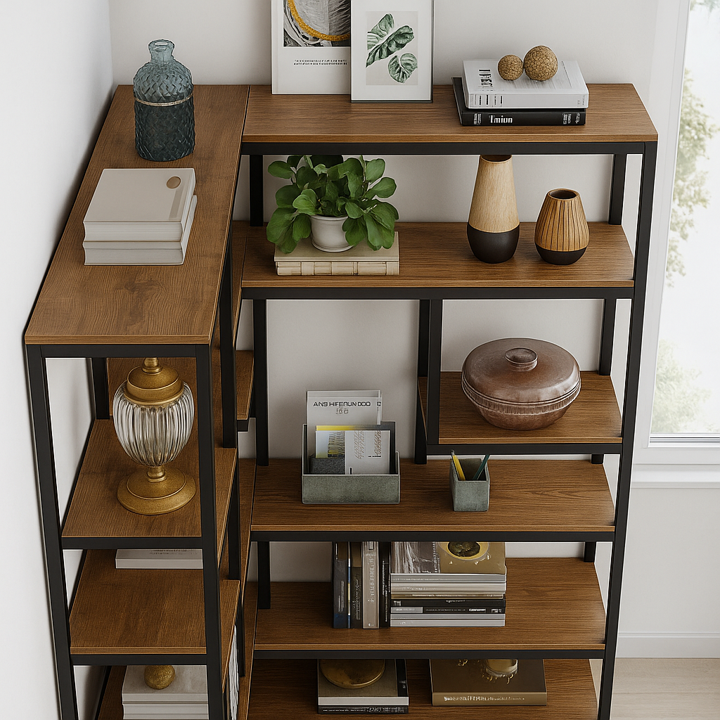 Стеллаж угловой MSM 6-ярусный Коричневый (JW0277) - фото 2 Стеллаж угловой MSM 6-ярусный Коричневый (JW0277) - фото 2