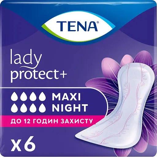 Урологические прокладки женские TENA Lady Protect+ Maxi Night дышащие для сна 8 капель 6 шт. (000006787)