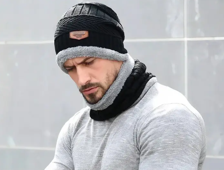 Комплект мужской шапка и снуд меховые 56-60 см Черный (29548873) - фото 3