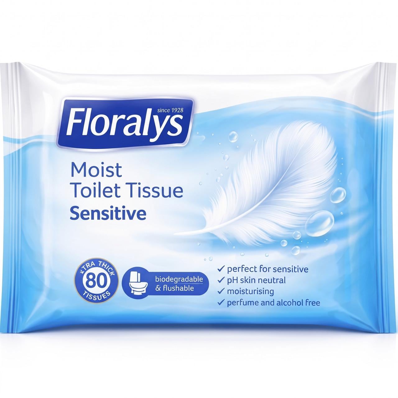 Туалетная бумага влажная Floralys Premium Sensitive для чувствительной кожи 80 шт. (000007162)